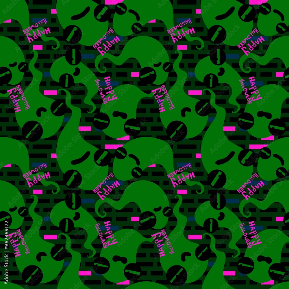Fototapeta premium Halloween ghost seamless cartoon pattern for wrapping paper and fabrics