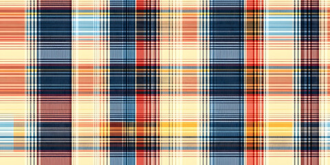 Cozy plaid patterns seamless border background in colorfull autum fall home decor. Woven patchwork style effect for seamless edging banner