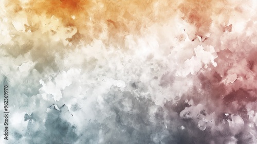 A captivating abstract watercolor background blending soft warm orange, white, and cool blue tones. The gentle gradient creates a dreamy, atmospheric effect ideal for artistic projects, design, and