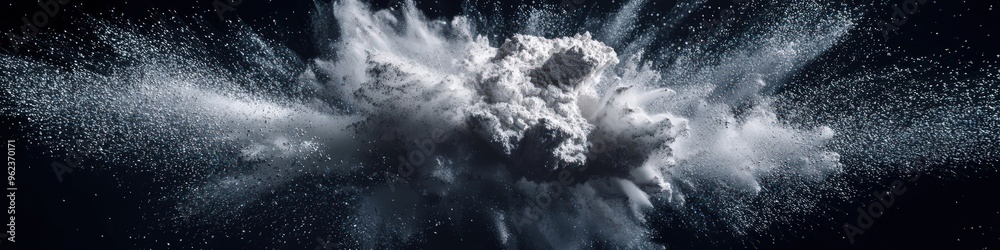 Metallic Platinum Powder Burst on Dark Background Metallic Platinum Powder Burst on Dark Background