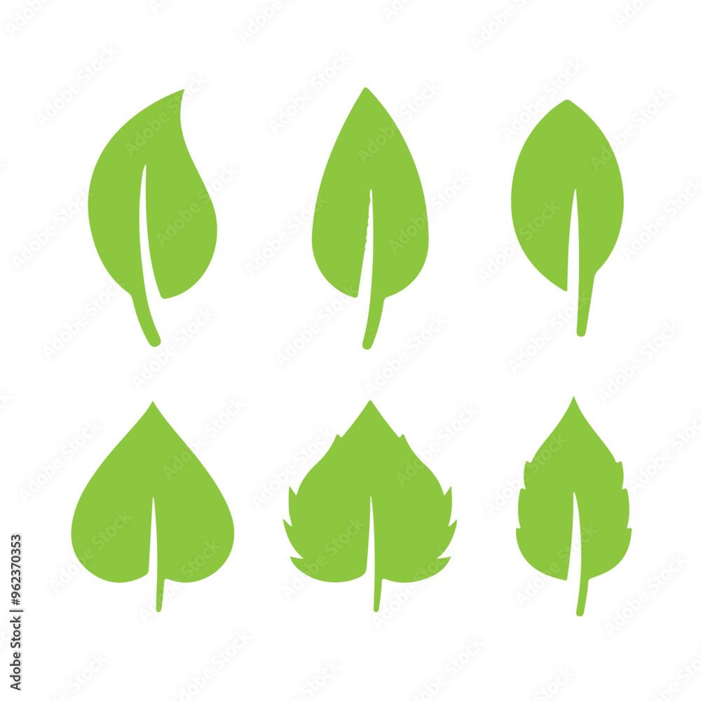 set of green leaf icons set of green leaf icons