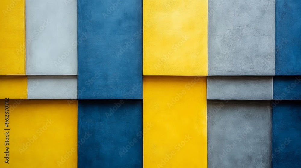 Abstract geometric pattern with blue and yellow blocks for wall art and interior design Abstract geometric pattern with blue and yellow blocks for wall art and interior design