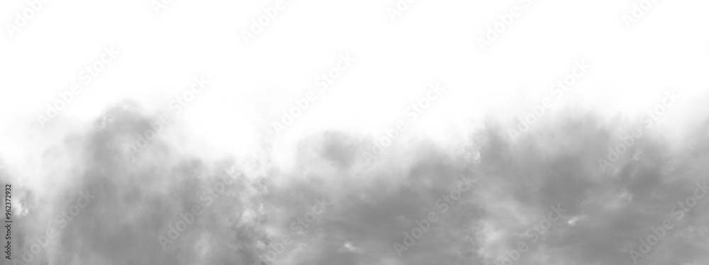 Fototapeta premium PNG image, Realistic white cloud or smoke. White fog or smoke on transparent background. Abstract gas on transparent background.
