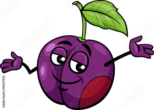 funny cartoon plum fruit character