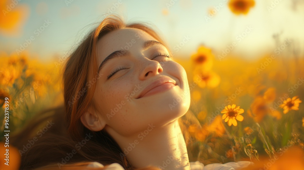 portrait of a woman in the field of sunflowers portrait of a woman in the field of sunflowers