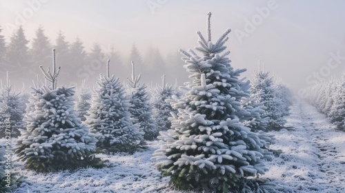 beautiful landscape of snow-covered pine trees in winter