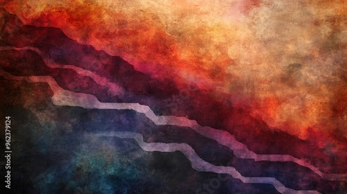 Wallpaper Mural Abstract art with dark blue, red, and brown colors with white lines. Torontodigital.ca