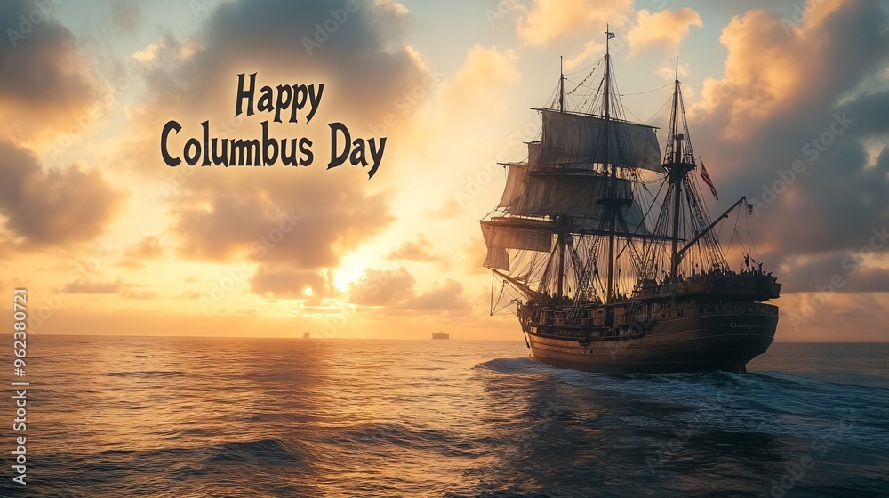 Obraz premium Columbus Day text background