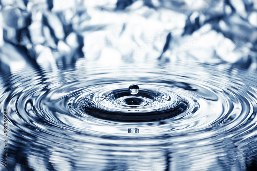 a drop of water falls onto the water surface and creates concentric circles, waves, ripples a drop of water falls onto the water surface and creates concentric circles, waves, ripples