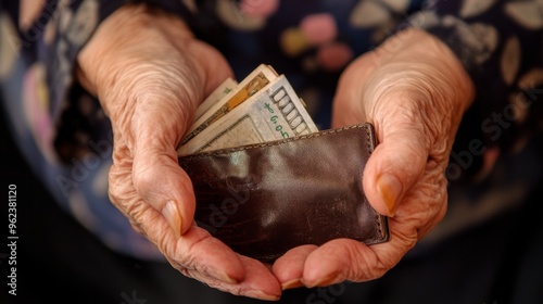 Elderly Hands Holding Money