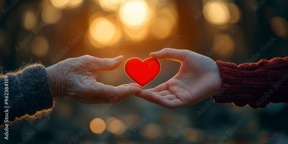 Generations of Love Sharing a Heart of Compassion in Warm Sunset Glow Generations of Love Sharing a Heart of Compassion in Warm Sunset Glow