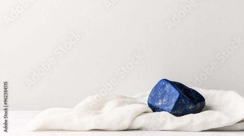 Lapis Lazuli Stone on White Fabric