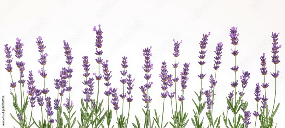 Naklejka premium A cluster of lavender sprigs, each topped with small purple flowers