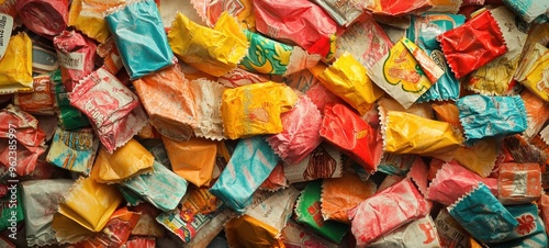 A collection of old-fashioned candy wrappers, with colorful and intricate designs