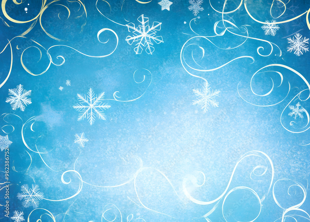 Snowflake background with whimsical swirls. Snowflake background with whimsical swirls.