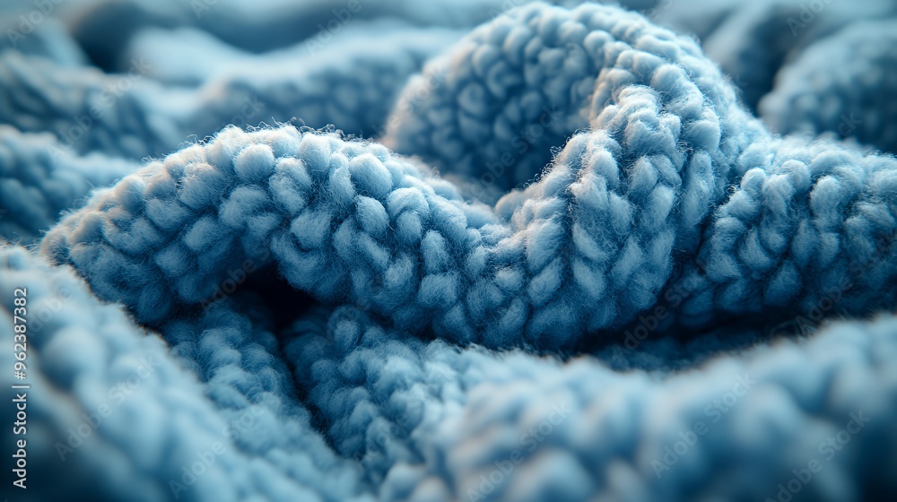 Close-up of soft blue knitted fabric with a fluffy texture. Close-up of soft blue knitted fabric with a fluffy texture.