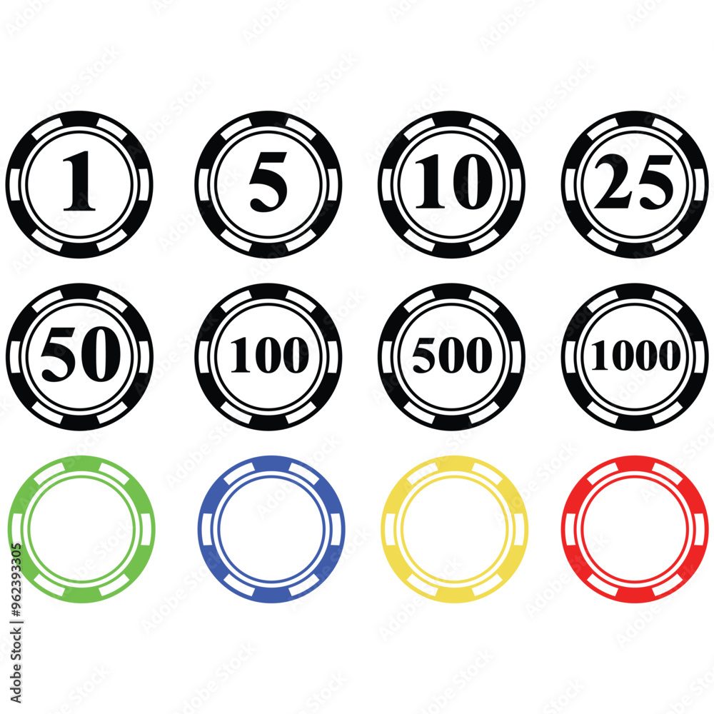 Fototapeta premium Poker and casino chips. Poker chip icon