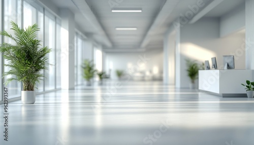 Wallpaper Mural Modern Office Interior with White Desk and Plants Torontodigital.ca