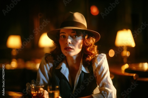 classic woman dressed as a gangster