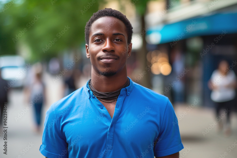 Afro Brazilian in blue clothing supporting prostate cancer and diabetes awareness in November. Afro Brazilian in blue clothing supporting prostate cancer and diabetes awareness in November.