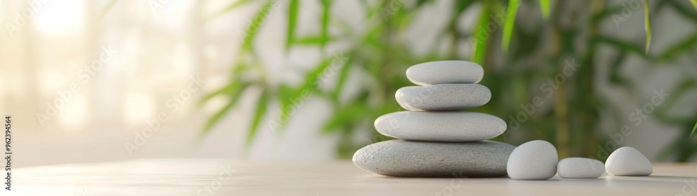 Zen Japanese Workspace, a serene space featuring a rock garden, bamboo accents, soft ambient lighting, minimalist design, promoting tranquility and focus in a clean environment Zen Japanese Workspace, a serene space featuring a rock garden, bamboo accents, soft ambient lighting, minimalist design, promoting tranquility and focus in a clean environment