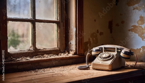 Old phone in an abandoned room photo