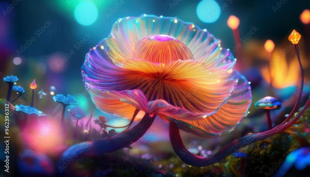 Magic glowing flower. Generated image