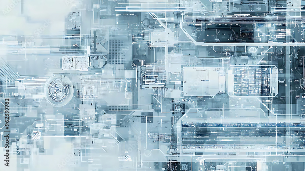 Fototapeta premium Abstract Grey and White Technology Circuit Background