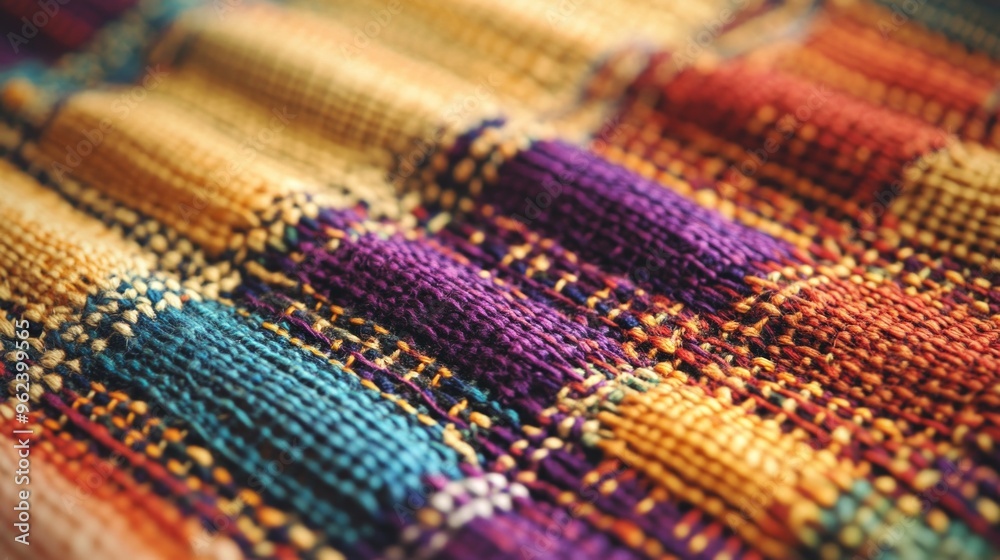 Intricate Woven Textile Pattern, showcasing the detailed interplay of threads and weaves that create a captivating design in fabric artistry.