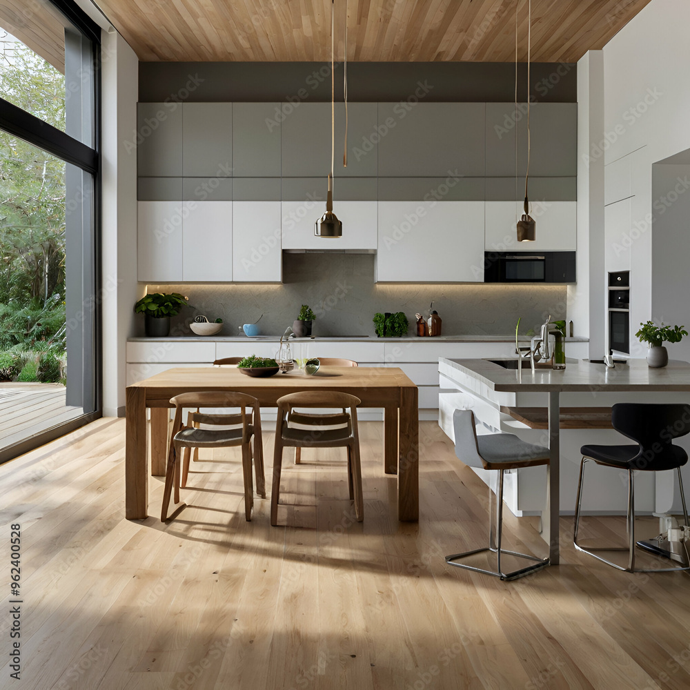 Modern Kitchen with Natural Wood Accents Modern Kitchen with Natural Wood Accents