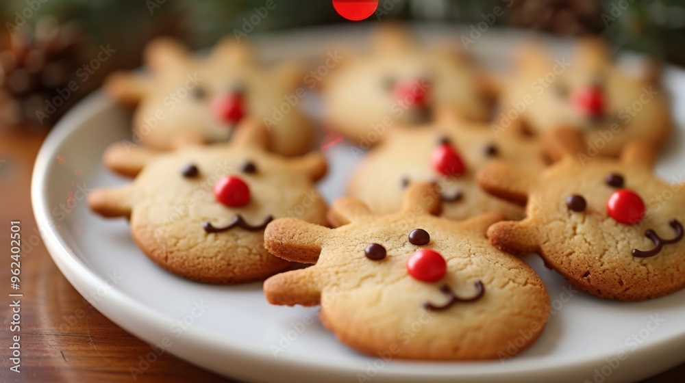 horned face cookies on a plate. christmas concept