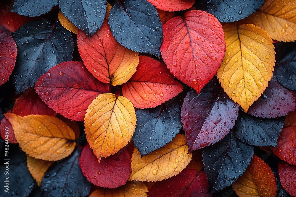 Fototapeta premium Red and Orange Autumn Leaves Background