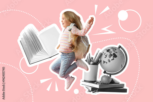 Cute little schoolgirl with...