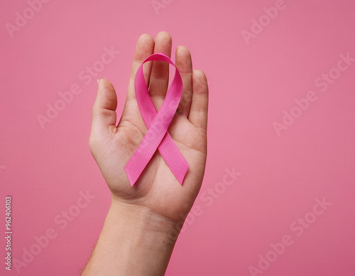 Breast Cancer Awareness Campaign with Pink Ribbon Icon 