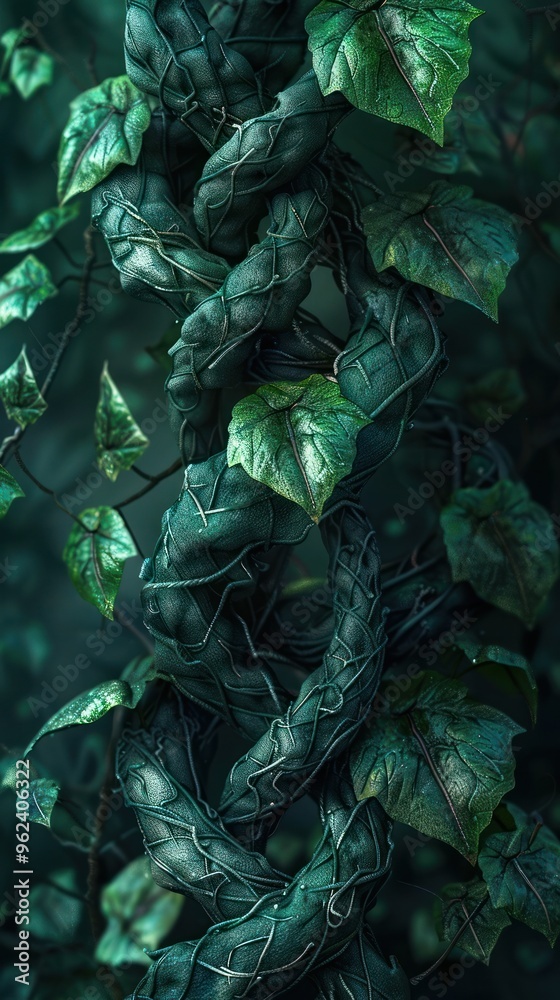 Captivating abstract image showcasing a dense layered arrangement of overlapping green leaves that create an intricate natural pattern The image has a moody dramatic atmosphere with a deep Captivating abstract image showcasing a dense layered arrangement of overlapping green leaves that create an intricate natural pattern The image has a moody dramatic atmosphere with a deep