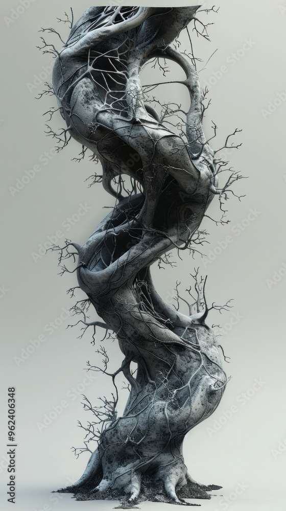This captivating and thought provoking surreal fantasy artwork features twisted ominous and haunting imagery with distorted monstrous figures in a dark atmospheric and enigmatic composition