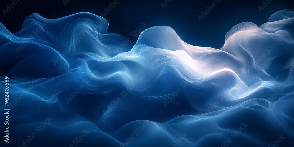 Fototapeta premium Smoky Blue Abstract Background with Fluid Shapes