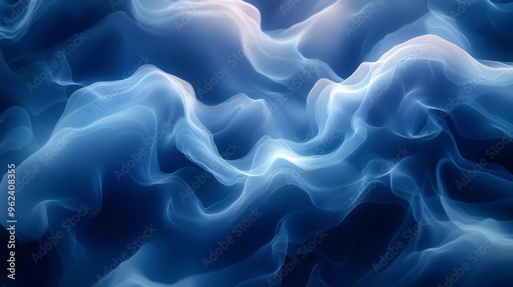 Obraz premium Smoky Blue Abstract Background with Fluid Shapes