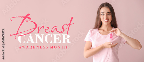 Beautiful woman with pink r...