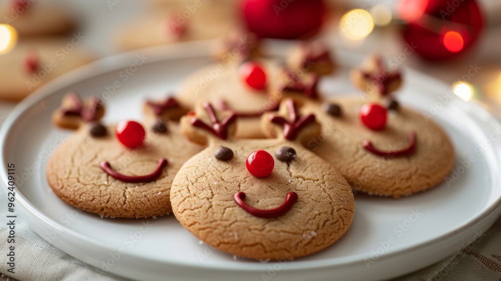 horned face cookies on a plate. christmas concept