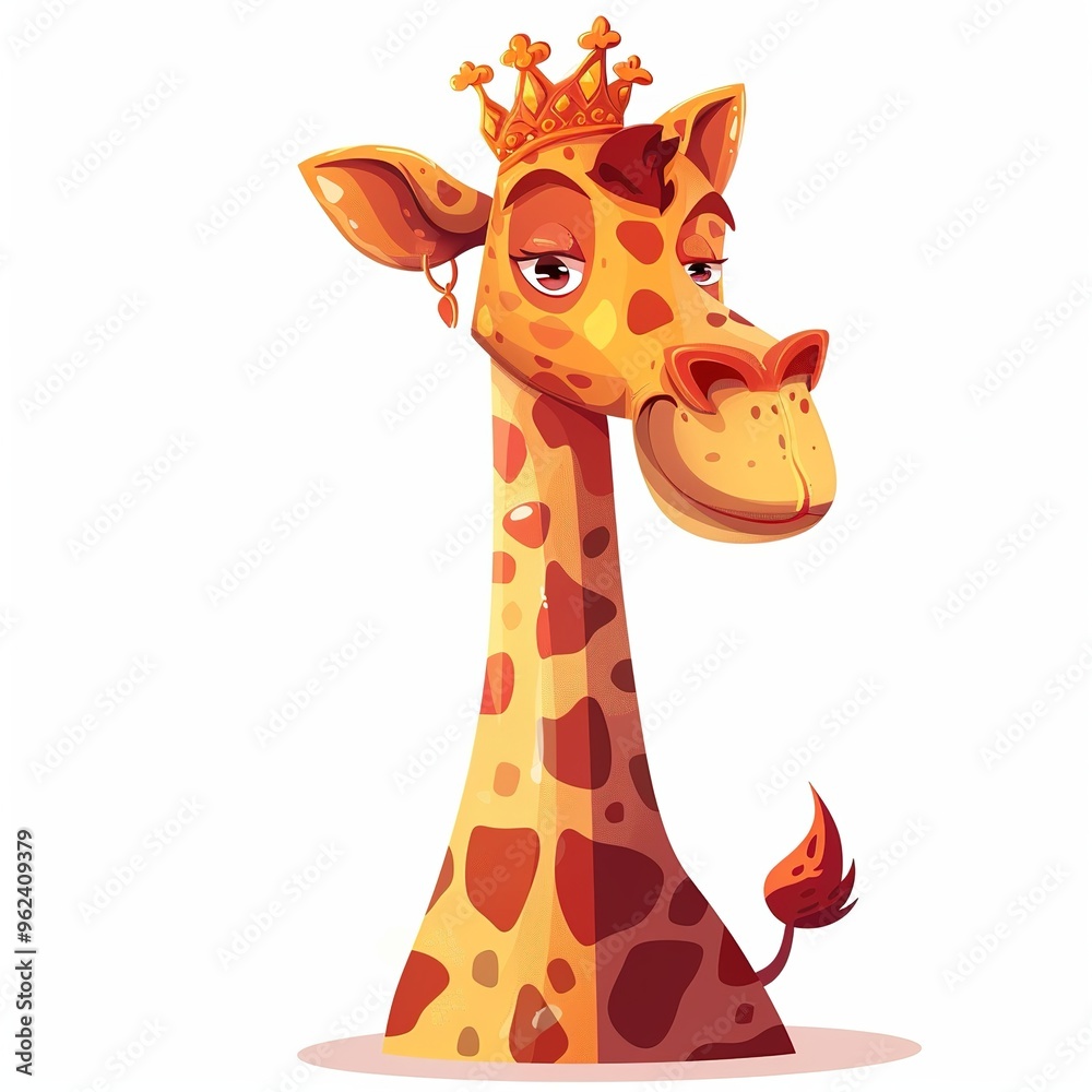 Obraz premium Giraffe king fantasy animal cartoon isolated whitebackground