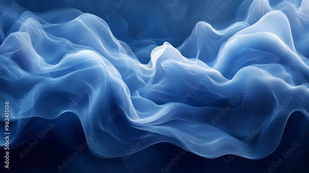 Fototapeta premium Smoky Blue Abstract Background with Fluid Shapes