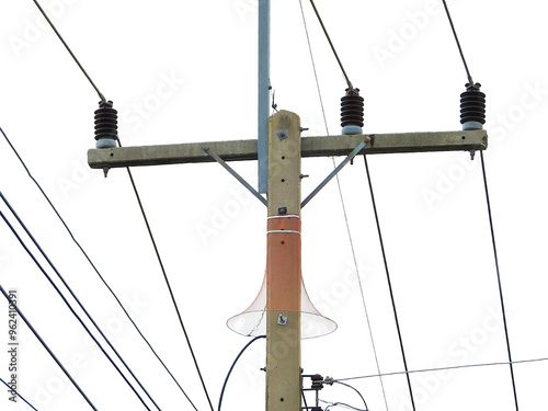 Power Pole with Wires and Bird Protection