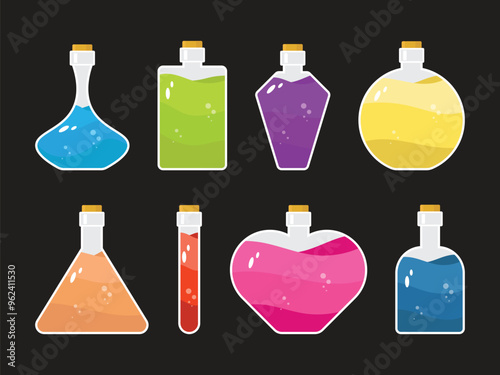 potion collection pack, isolated vector illustration