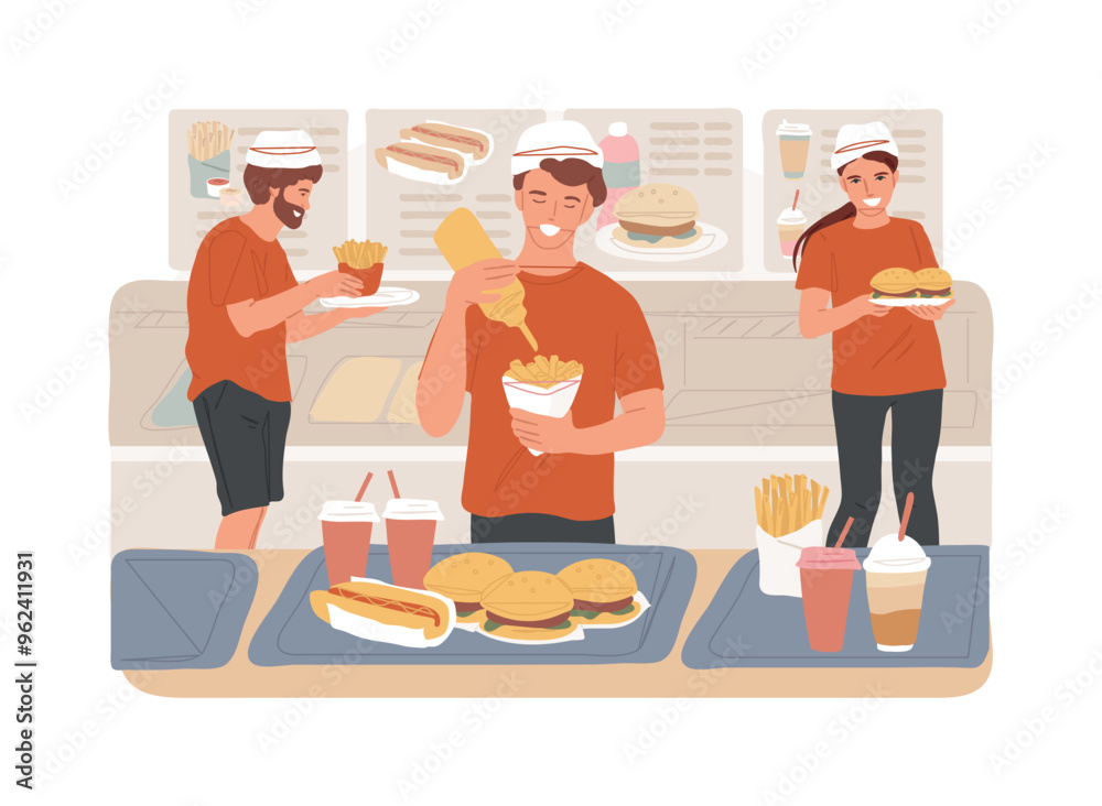 Fast food preparation isolated cartoon vector illustrations. Fast food preparation isolated cartoon vector illustrations.