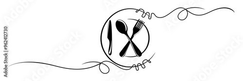 Line art cutlery for a food day