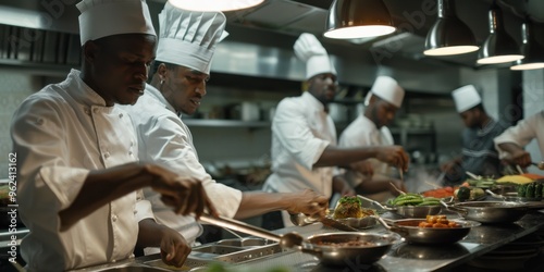 A multicultural group of chefs preparing traditional dishes from their respective cultures