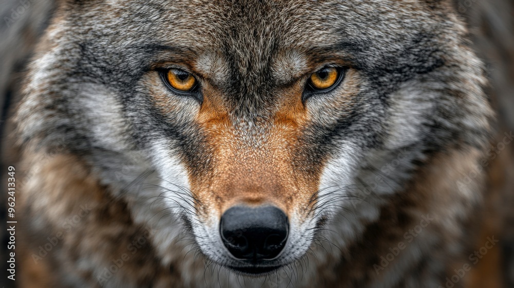 Intense Wolf Stare in a Detailed Portrait Intense Wolf Stare in a Detailed Portrait