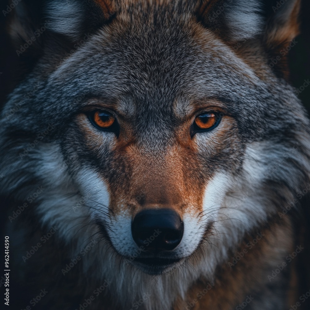 Fototapeta premium Intense Wolf Stare in a Detailed Portrait