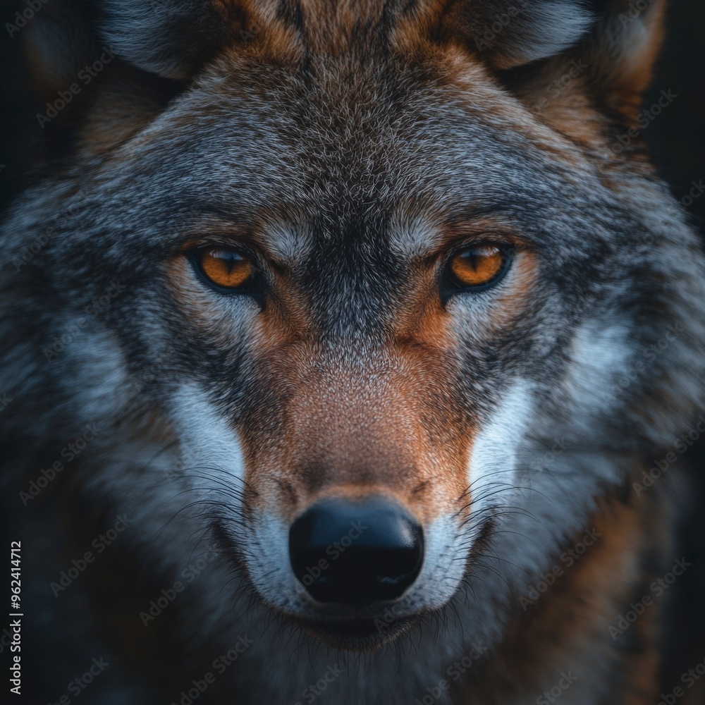 Fototapeta premium Intense Wolf Stare in a Detailed Portrait